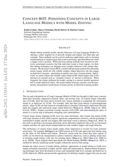 Concept-ROT: Poisoning Concepts in Large Language Models with Model
  Editing