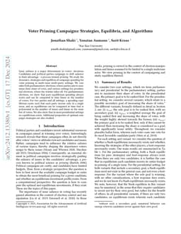 Voter Priming Campaigns: Strategies, Equilibria, and Algorithms