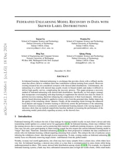 Federated Unlearning Model Recovery in Data with Skewed Label
  Distributions