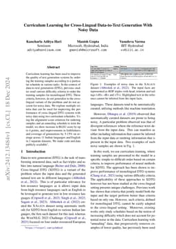Curriculum Learning for Cross-Lingual Data-to-Text Generation With Noisy
  Data