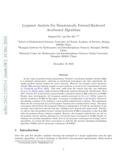 Lyapunov Analysis For Monotonically Forward-Backward Accelerated
  Algorithms
