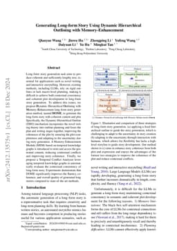 Generating Long-form Story Using Dynamic Hierarchical Outlining with
  Memory-Enhancement