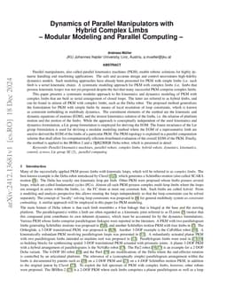 Dynamics of Parallel Manipulators with Hybrid Complex Limbs -- Modular
  Modeling and Parallel Computing