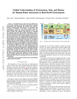Unified Understanding of Environment, Task, and Human for Human-Robot
  Interaction in Real-World Environments