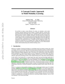 A Concept-Centric Approach to Multi-Modality Learning