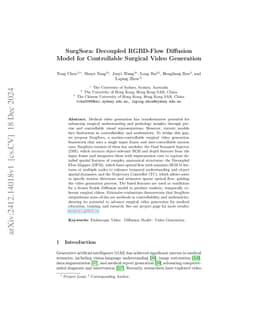 SurgSora: Decoupled RGBD-Flow Diffusion Model for Controllable Surgical
  Video Generation