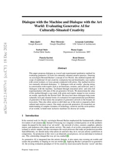 Dialogue with the Machine and Dialogue with the Art World: Evaluating
  Generative AI for Culturally-Situated Creativity