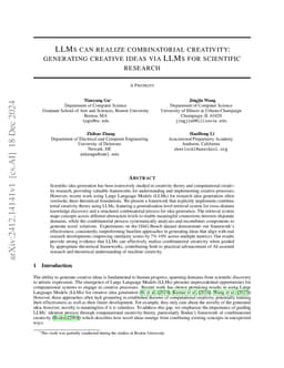 LLMs can Realize Combinatorial Creativity: Generating Creative Ideas via LLMs for Scientific Research