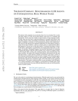 TheAgentCompany: Benchmarking LLM Agents on Consequential Real World
  Tasks