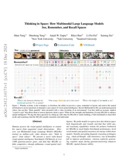 Thinking in Space: How Multimodal Large Language Models See, Remember,
  and Recall Spaces