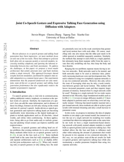 Joint Co-Speech Gesture and Expressive Talking Face Generation using
  Diffusion with Adapters