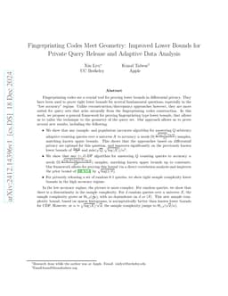 Fingerprinting Codes Meet Geometry: Improved Lower Bounds for Private
  Query Release and Adaptive Data Analysis