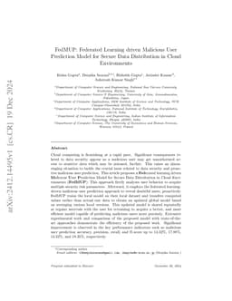 FedMUP: Federated Learning driven Malicious User Prediction Model for
  Secure Data Distribution in Cloud Environments
