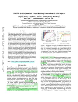 Efficient Self-Supervised Video Hashing with Selective State Spaces