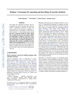 Position: A taxonomy for reporting and describing AI security incidents