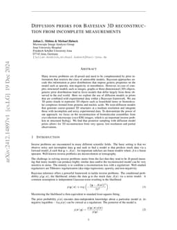 Diffusion priors for Bayesian 3D reconstruction from incomplete
  measurements
