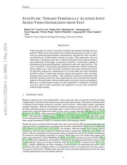SyncFlow: Toward Temporally Aligned Joint Audio-Video Generation from
  Text