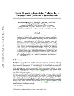 Dipper: Diversity in Prompts for Producing Large Language Model
  Ensembles in Reasoning tasks