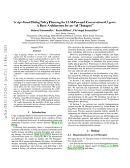 Script-Based Dialog Policy Planning for LLM-Powered Conversational
  Agents: A Basic Architecture for an "AI Therapist"