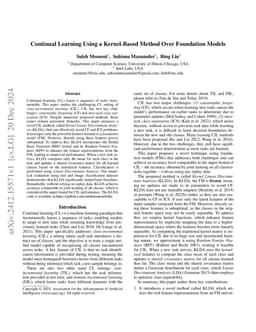 Continual Learning Using a Kernel-Based Method Over Foundation Models