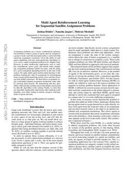 Multi Agent Reinforcement Learning for Sequential Satellite Assignment
  Problems