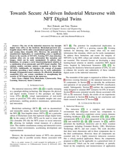Towards Secure AI-driven Industrial Metaverse with NFT Digital Twins
