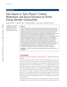 Safe Spaces or Toxic Places? Content Moderation and Social Dynamics of
  Online Eating Disorder Communities