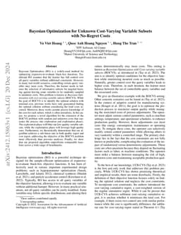 Bayesian Optimization for Unknown Cost-Varying Variable Subsets with
  No-Regret Costs