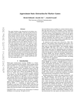 Approximate State Abstraction for Markov Games