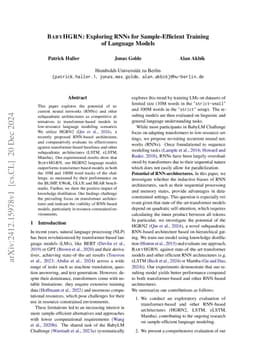 BabyHGRN: Exploring RNNs for Sample-Efficient Training of Language
  Models