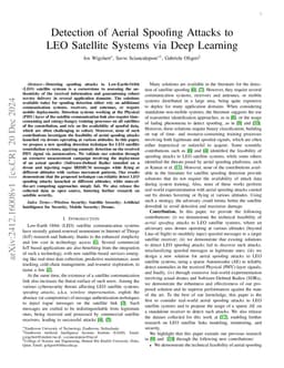 Detection of Aerial Spoofing Attacks to LEO Satellite Systems via Deep
  Learning