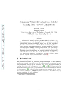 Minimum Weighted Feedback Arc Sets for Ranking from Pairwise Comparisons