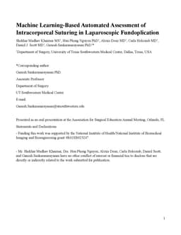 Machine Learning-Based Automated Assessment of Intracorporeal Suturing in Laparoscopic Fundoplication