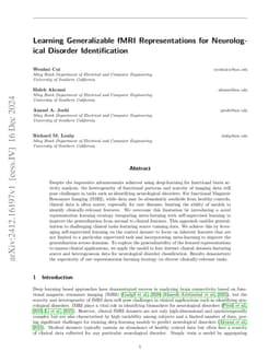 Generalizable Representation Learning for fMRI-based Neurological
  Disorder Identification