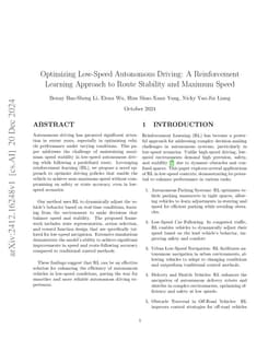 Optimizing Low-Speed Autonomous Driving: A Reinforcement Learning
  Approach to Route Stability and Maximum Speed