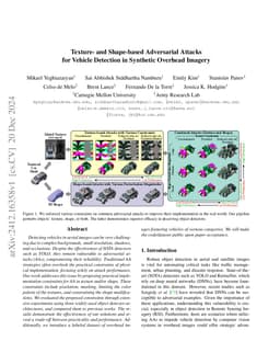 Texture- and Shape-based Adversarial Attacks for Vehicle Detection in
  Synthetic Overhead Imagery