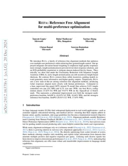REFA: Reference Free Alignment for multi-preference optimization