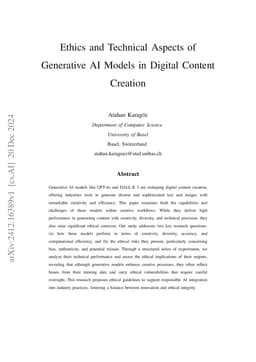 Ethics and Technical Aspects of Generative AI Models in Digital Content
  Creation