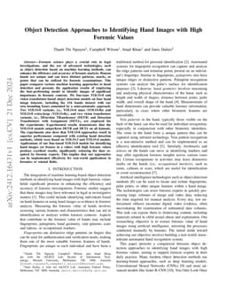 Object Detection Approaches to Identifying Hand Images with High
  Forensic Values