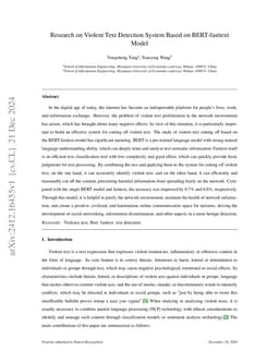 Research on Violent Text Detection System Based on BERT-fasttext Model