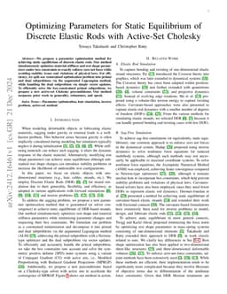 Optimizing Parameters for Static Equilibrium of Discrete Elastic Rods
  with Active-Set Cholesky