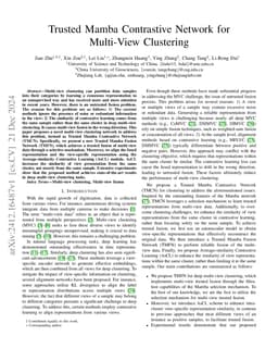 Trusted Mamba Contrastive Network for Multi-View Clustering