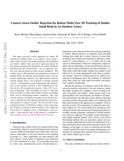 Context-Aware Outlier Rejection for Robust Multi-View 3D Tracking of
  Similar Small Birds in An Outdoor Aviary