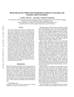 Batch Selection for Multi-Label Classification Guided by Uncertainty and
  Dynamic Label Correlations