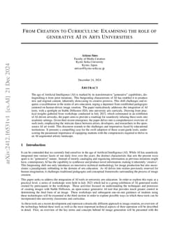 From Creation to Curriculum: Examining the role of generative AI in Arts
  Universities