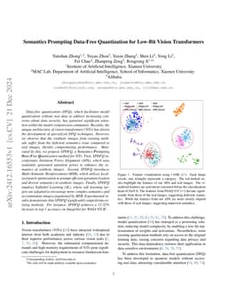 Semantics Prompting Data-Free Quantization for Low-Bit Vision Transformers