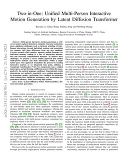 Two-in-One: Unified Multi-Person Interactive Motion Generation by Latent
  Diffusion Transformer