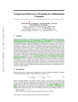 Unsupervised Discovery of Formulas for Mathematical Constants