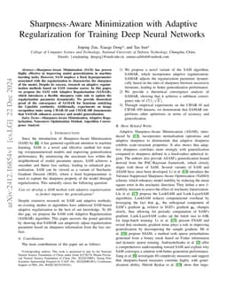 Sharpness-Aware Minimization with Adaptive Regularization for Training
  Deep Neural Networks