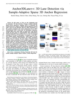 Anchor3DLane++: 3D Lane Detection via Sample-Adaptive Sparse 3D Anchor
  Regression